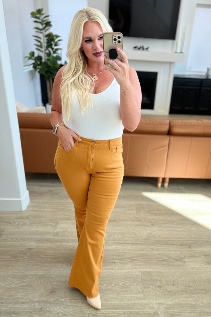 Melinda High Rise Control Top Flare Jeans in Marigold - The Edit LLC