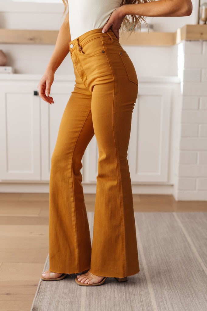 Melinda High Rise Control Top Flare Jeans in Marigold - The Edit LLC