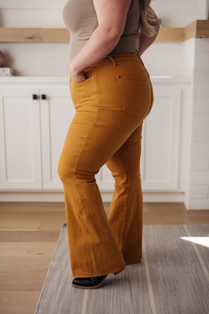 Melinda High Rise Control Top Flare Jeans in Marigold - The Edit LLC