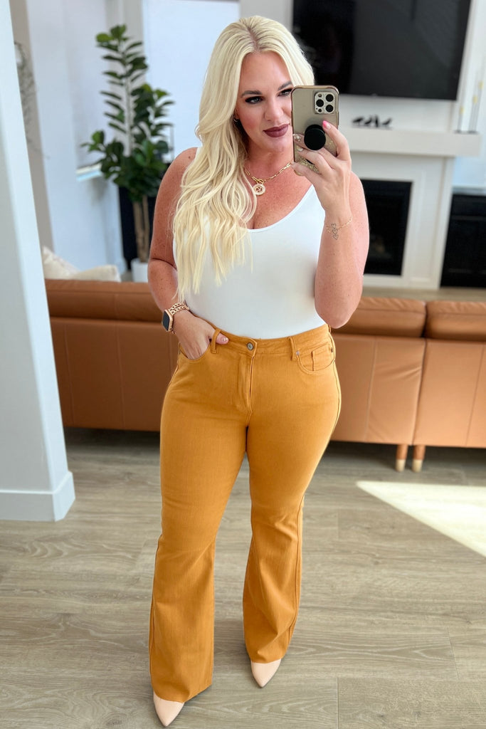 Melinda High Rise Control Top Flare Jeans in Marigold - The Edit LLC