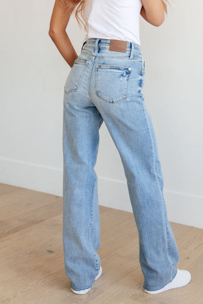 Mildred High Rise V Front Waistband Straight Jeans - The Edit LLC