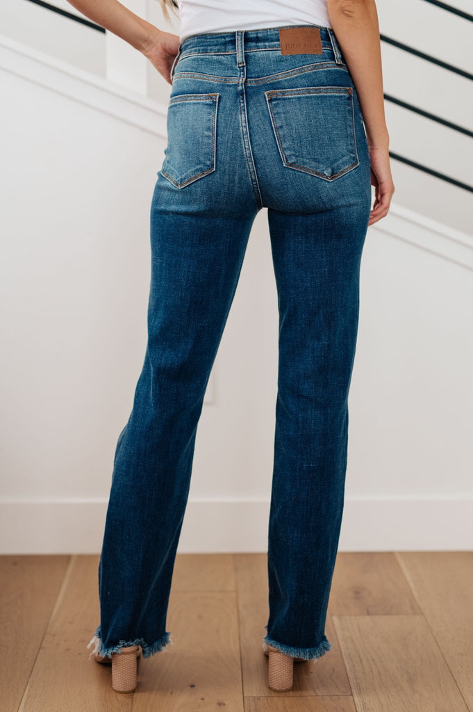 Morgan High Rise Distressed Straight Jeans - The Edit LLC