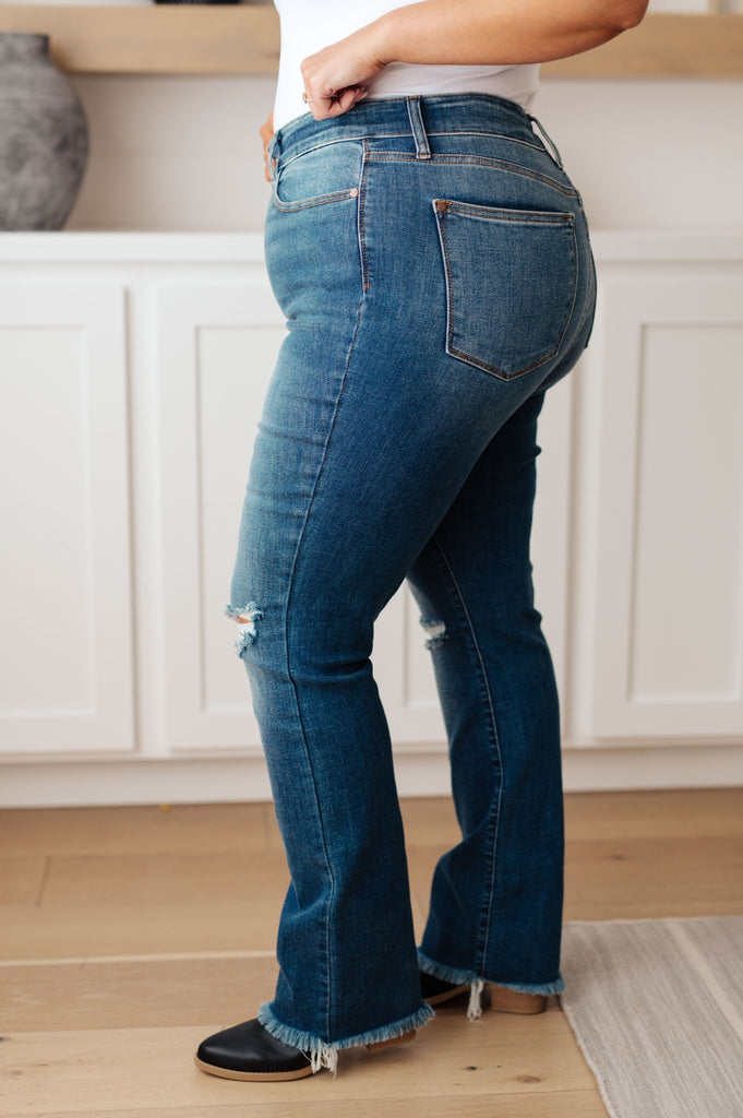 Morgan High Rise Distressed Straight Jeans - The Edit LLC