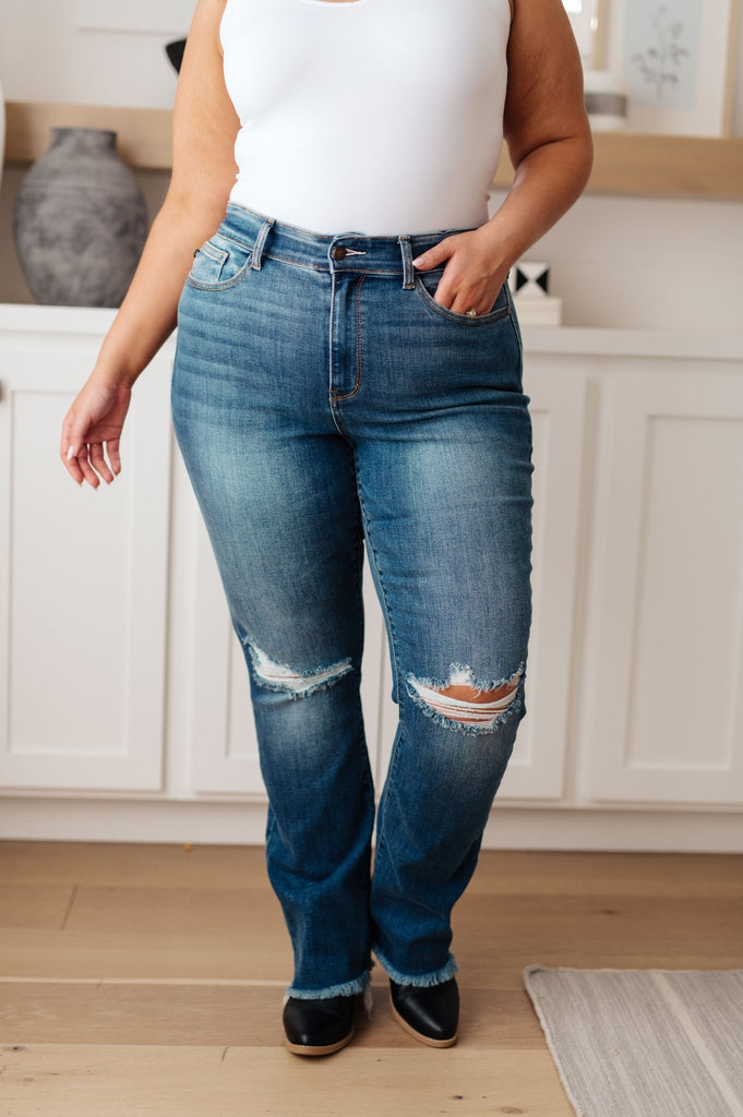 Morgan High Rise Distressed Straight Jeans - The Edit LLC