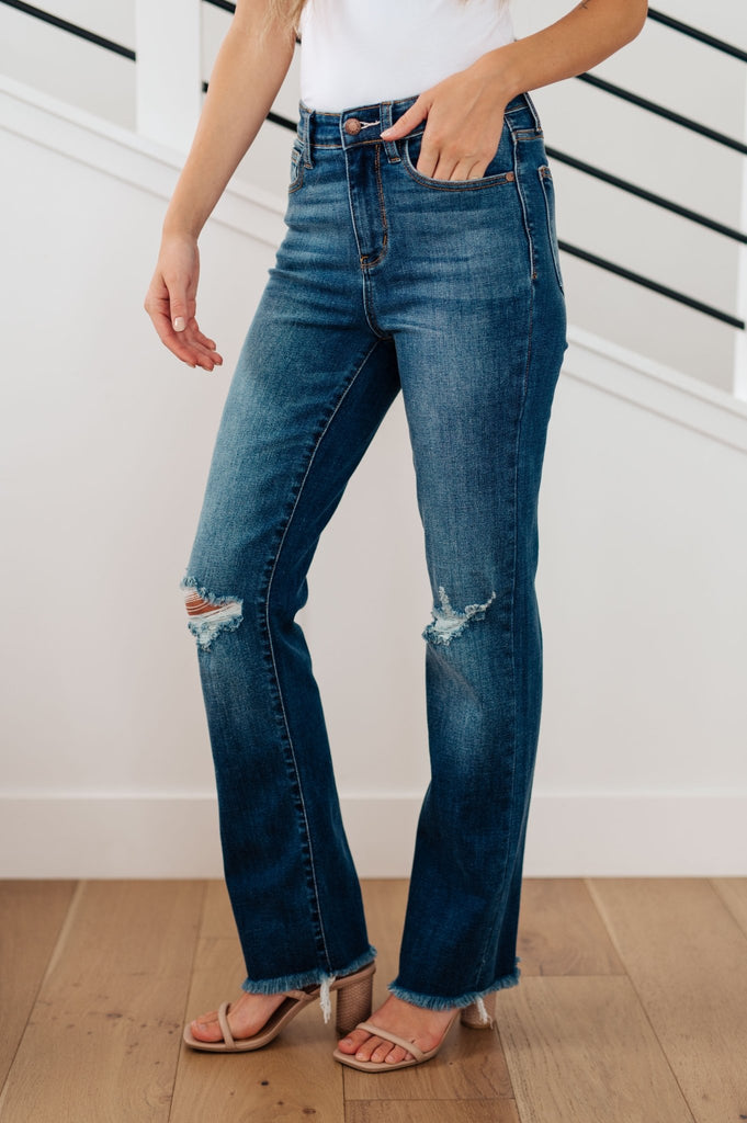 Morgan High Rise Distressed Straight Jeans - The Edit LLC