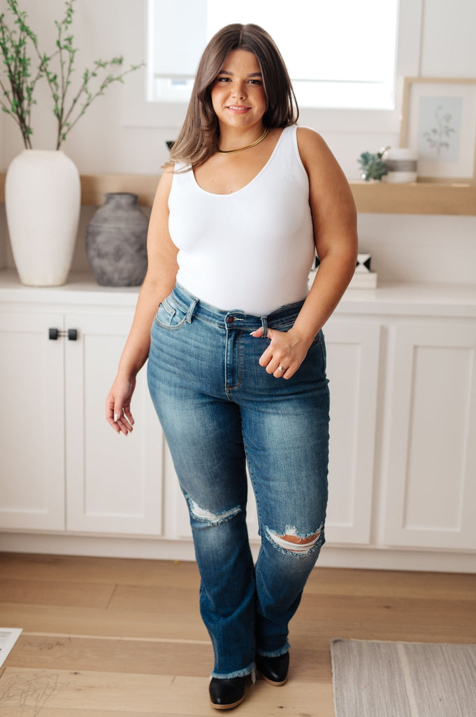 Morgan High Rise Distressed Straight Jeans - The Edit LLC