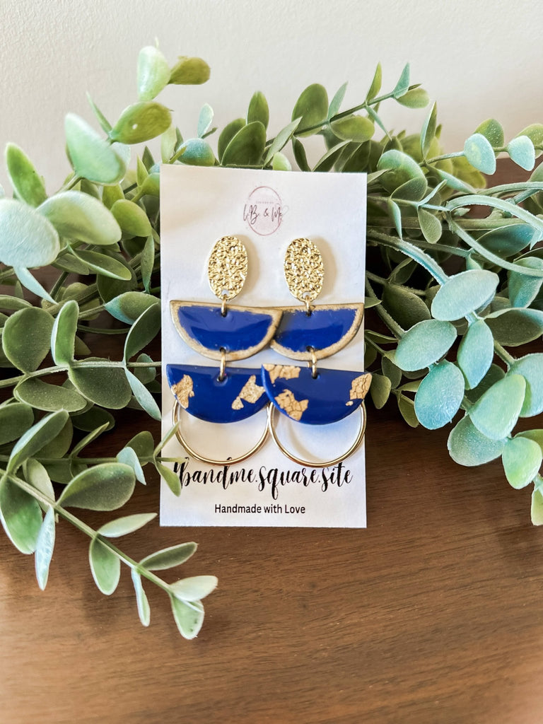 Navy Clay Dangle - The Edit LLC