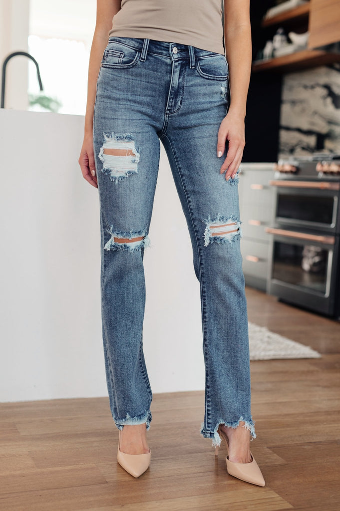 O'Hara Destroyed Straight Jeans - The Edit LLC