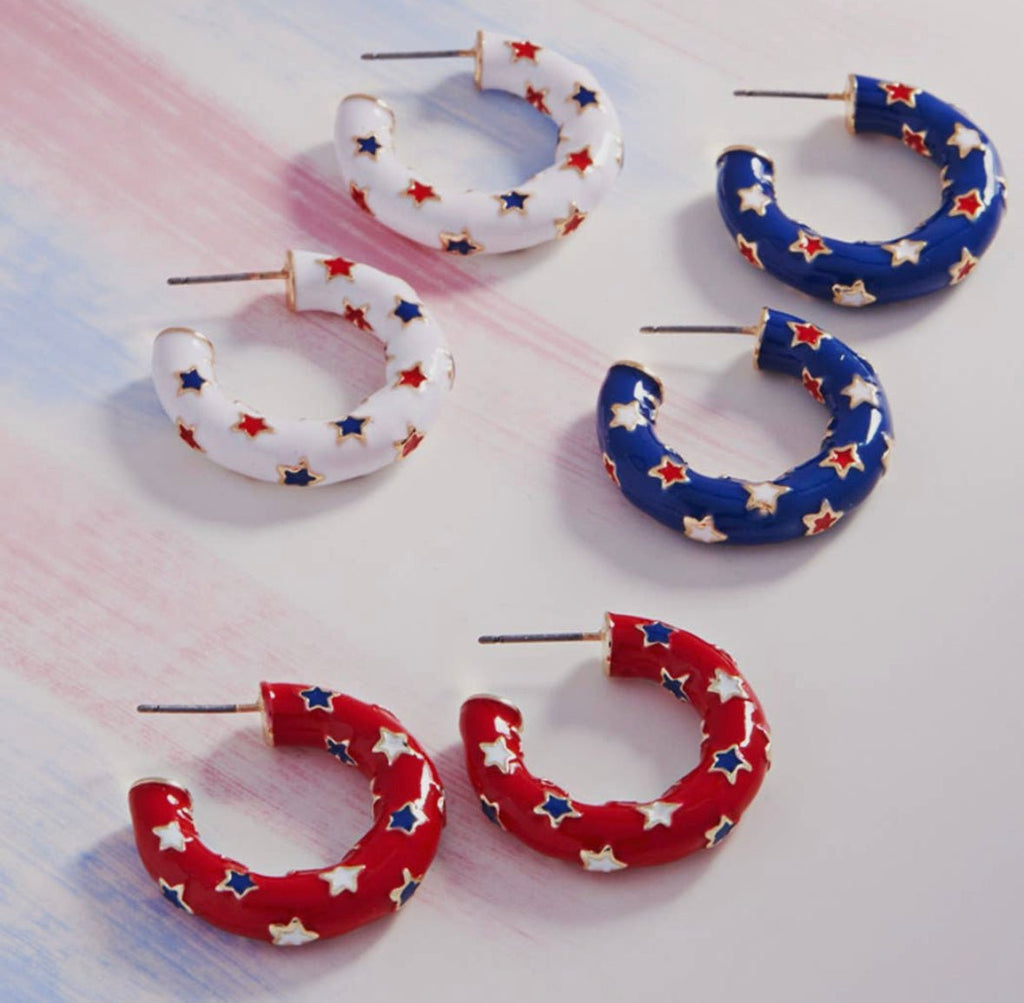 Patriotic Enamel Hoops - The Edit LLC