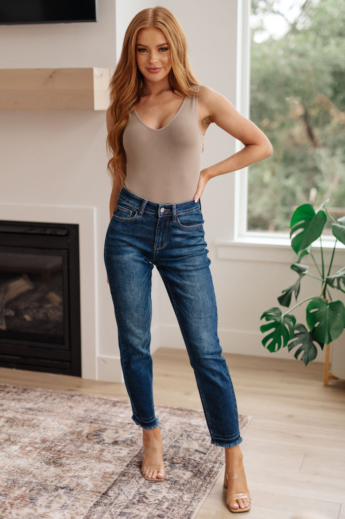 Phillipa High Rise Release Hem Slim Jeans - The Edit LLC