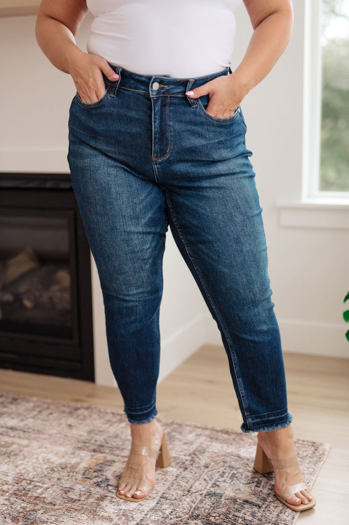 Phillipa High Rise Release Hem Slim Jeans - The Edit LLC