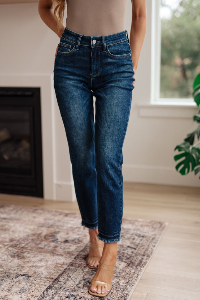 Phillipa High Rise Release Hem Slim Jeans - The Edit LLC