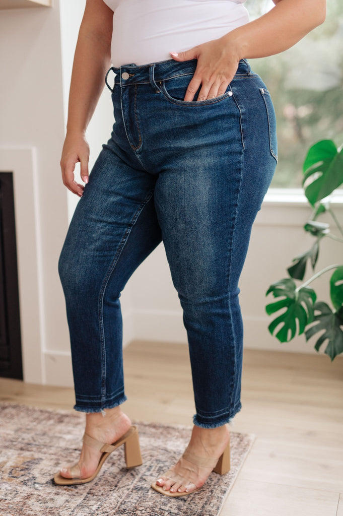 Phillipa High Rise Release Hem Slim Jeans - The Edit LLC