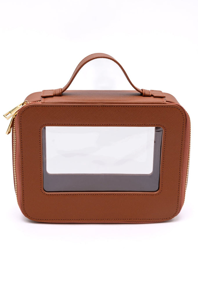 PU Leather Travel Cosmetic Case in Camel - The Edit LLC