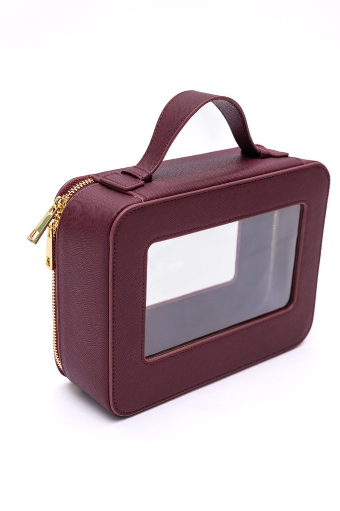 PU Leather Travel Cosmetic Case in Wine - The Edit LLC