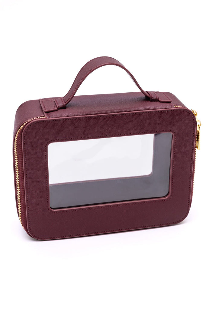 PU Leather Travel Cosmetic Case in Wine - The Edit LLC