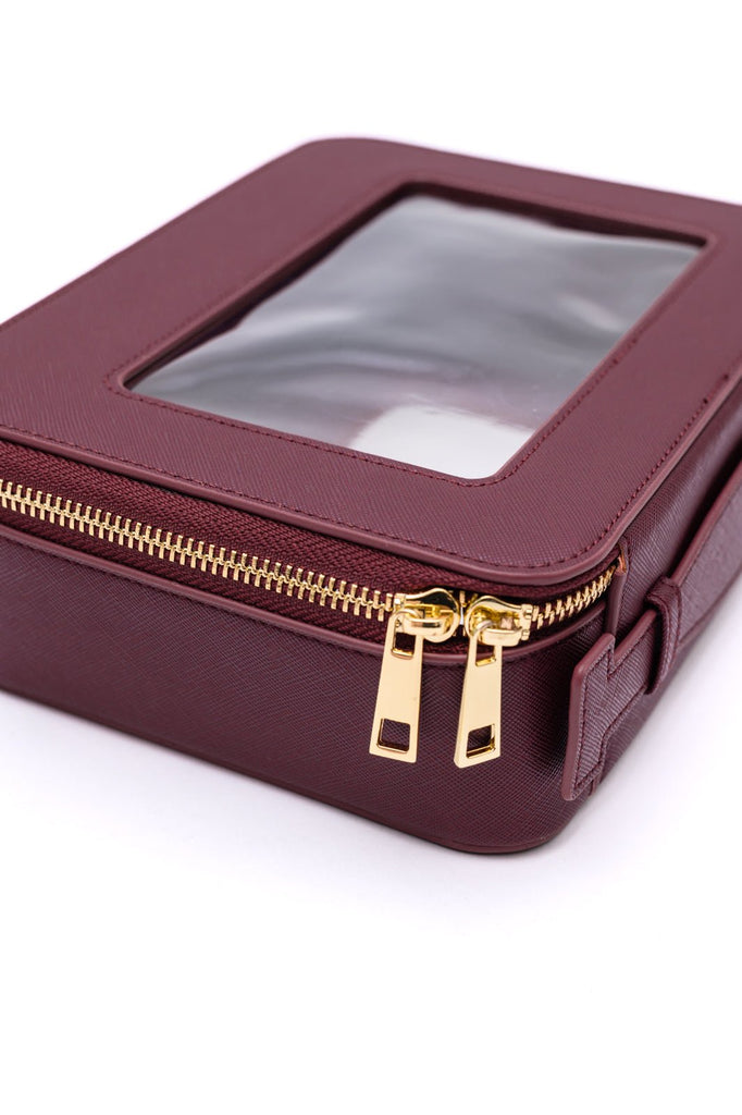 PU Leather Travel Cosmetic Case in Wine - The Edit LLC