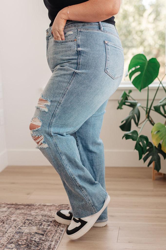 Ramona High Rise Rigid Magic Destroyed Straight Jeans - The Edit LLC