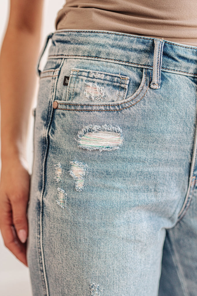 Ramona High Rise Rigid Magic Destroyed Straight Jeans - The Edit LLC