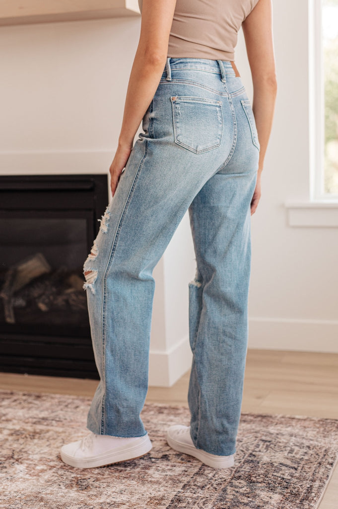 Ramona High Rise Rigid Magic Destroyed Straight Jeans - The Edit LLC