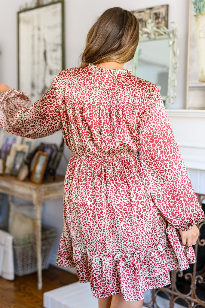 Rayven Animal Print Dress in Burgundy - The Edit LLC