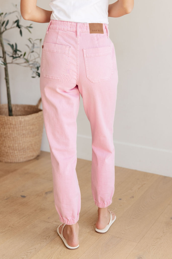 Regina High Rise Garment Dyed Denim Jogger - The Edit LLC