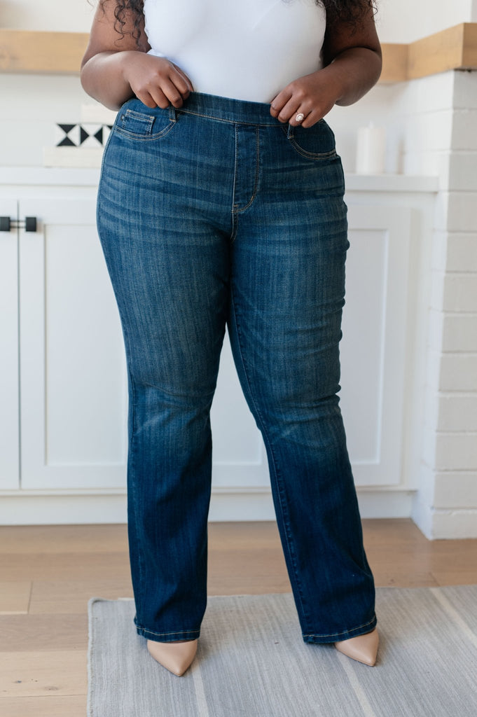 Ricki High Rise Pull On Slim Bootcut Jeans - The Edit LLC