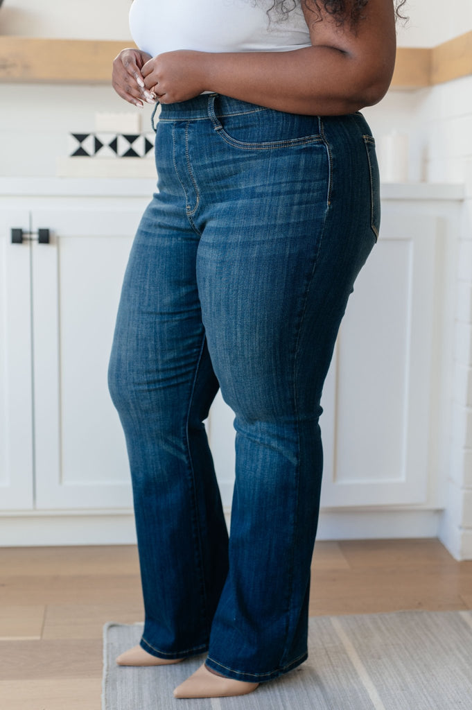 Ricki High Rise Pull On Slim Bootcut Jeans - The Edit LLC