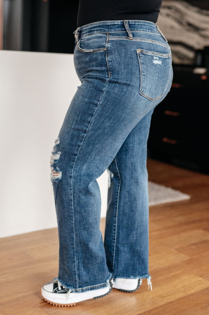 Rose High Rise 90's Straight Jeans in Dark Wash - The Edit LLC