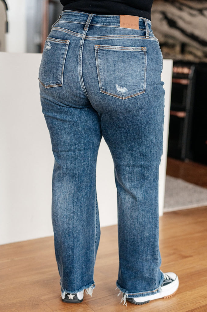 Rose High Rise 90's Straight Jeans in Dark Wash - The Edit LLC