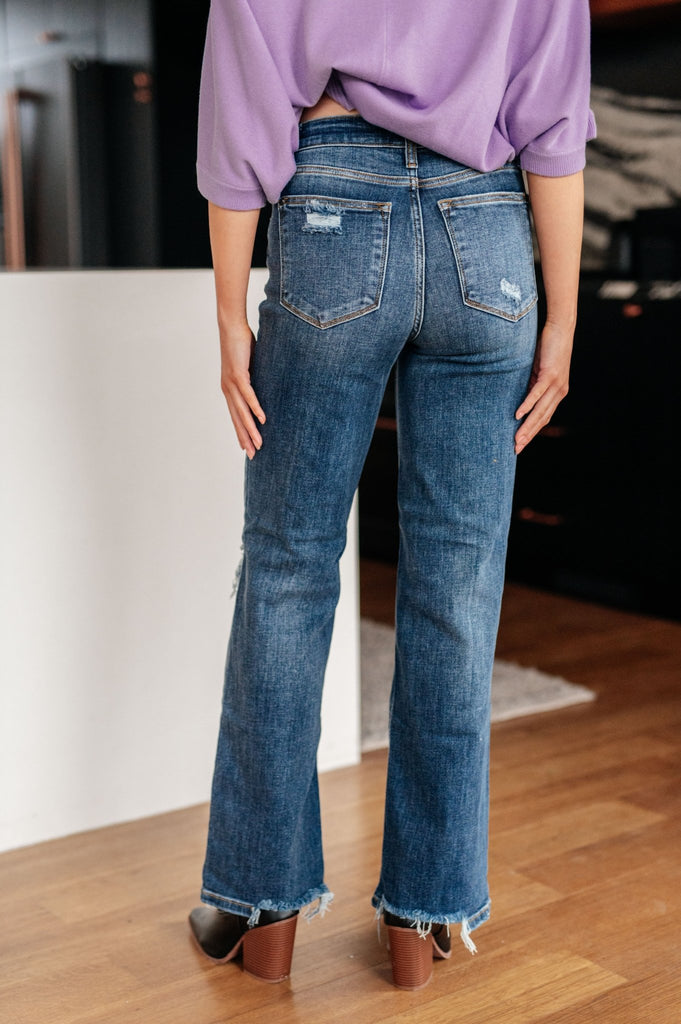 Rose High Rise 90's Straight Jeans in Dark Wash - The Edit LLC