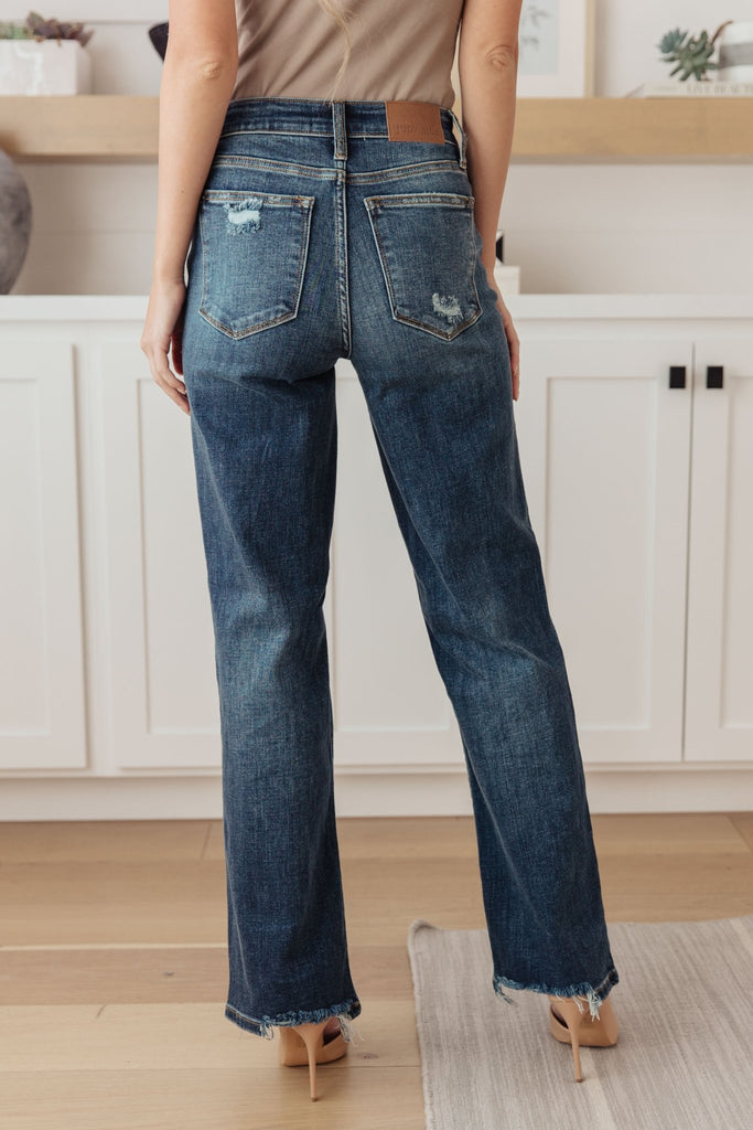 Rose High Rise 90's Straight Jeans in Dark Wash - The Edit LLC