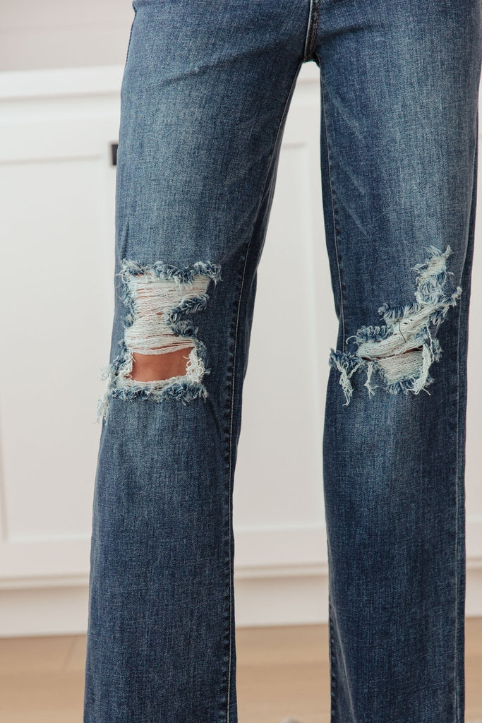 Rose High Rise 90's Straight Jeans in Dark Wash - The Edit LLC