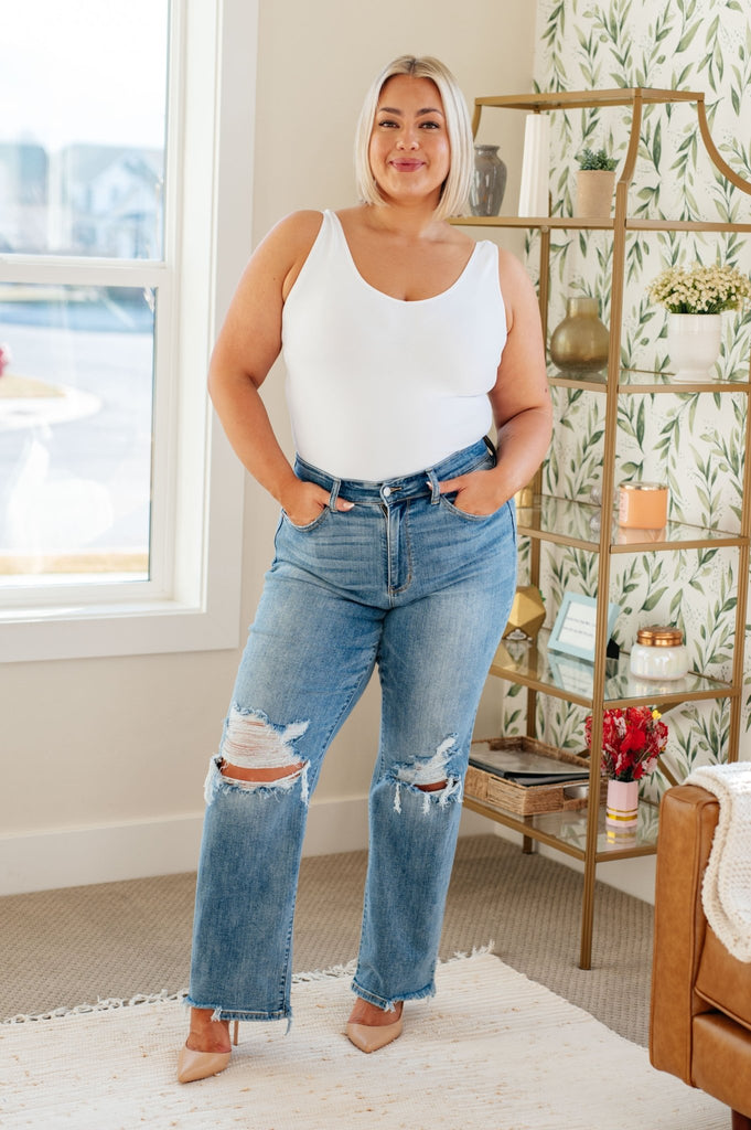 Rose High Rise 90's Straight Jeans in Light Wash - The Edit LLC