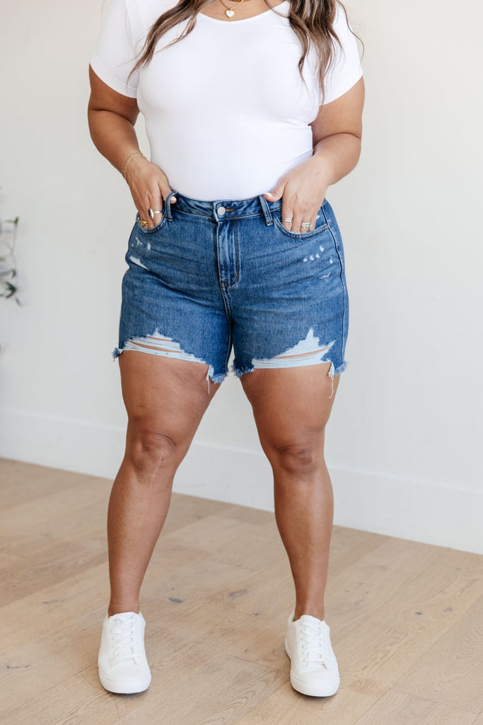 Samantha High Rise Rigid Magic Distressed Cutoff Shorts - The Edit LLC