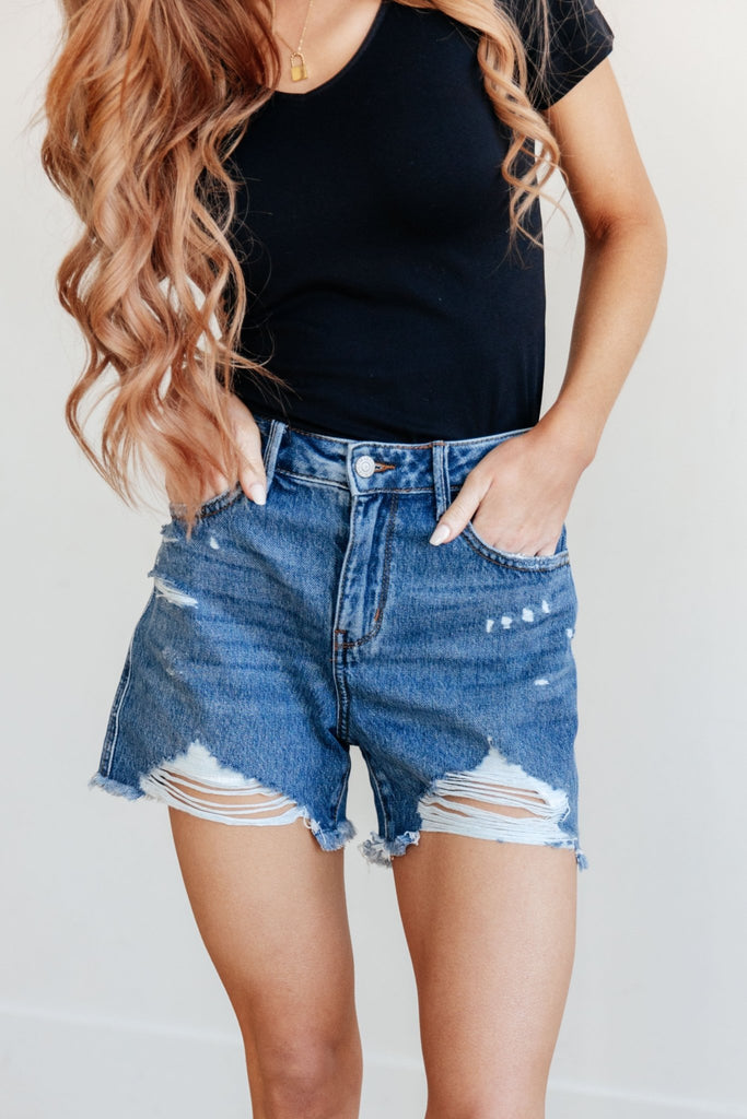 Samantha High Rise Rigid Magic Distressed Cutoff Shorts - The Edit LLC