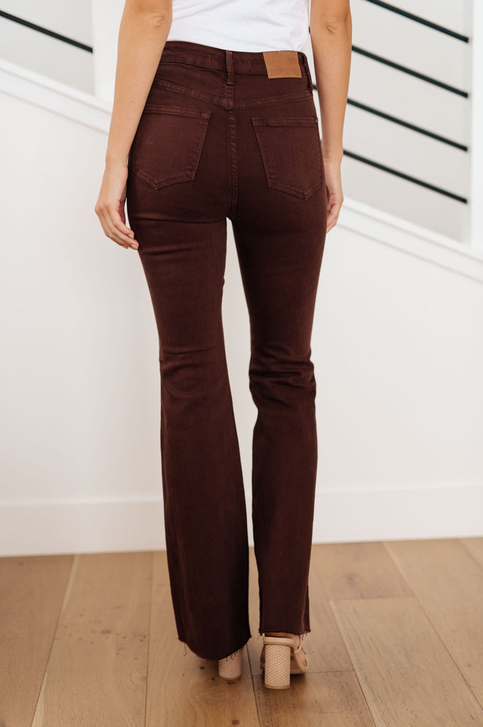 Sienna High Rise Control Top Flare Jeans in Espresso - The Edit LLC