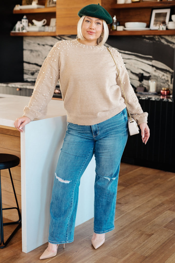 String Me Along Pearl Accent Sweater - The Edit LLC