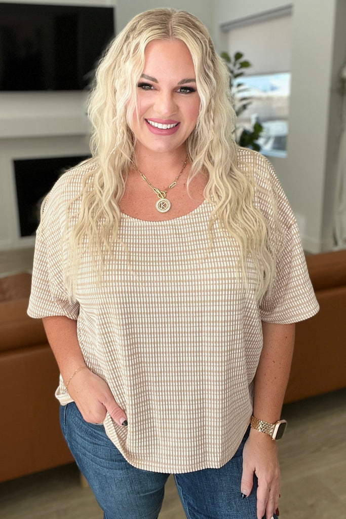 Textured Boxy Top in Taupe - The Edit LLC