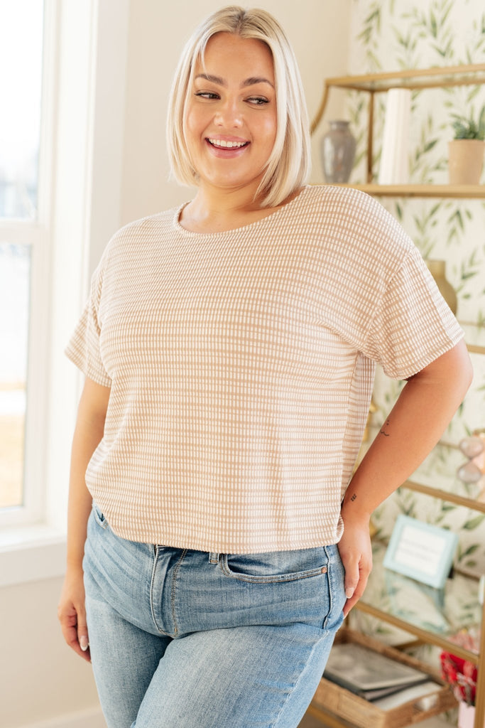 Textured Boxy Top in Taupe - The Edit LLC