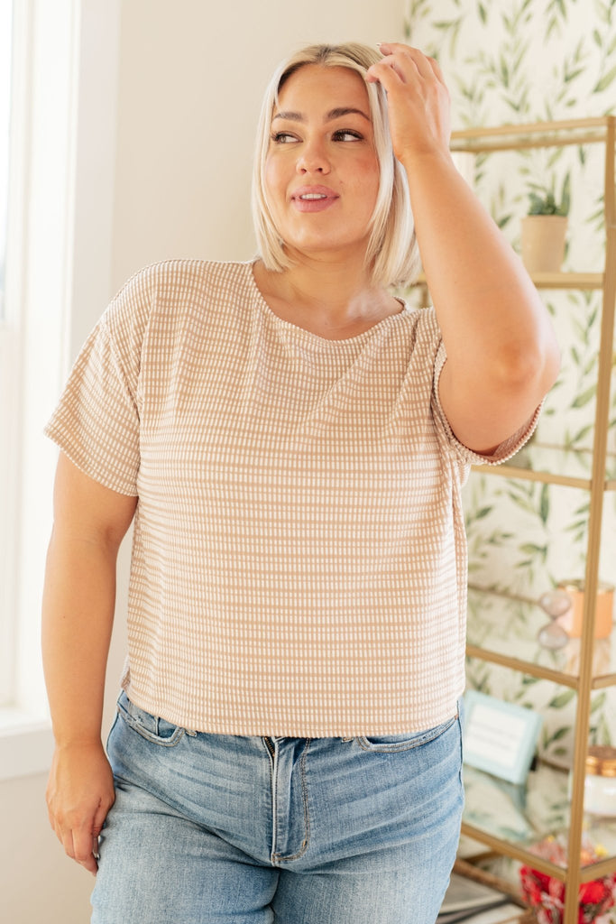 Textured Boxy Top in Taupe - The Edit LLC