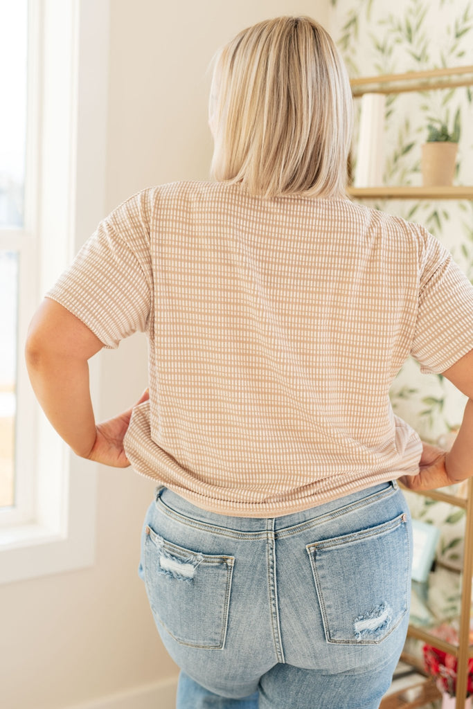 Textured Boxy Top in Taupe - The Edit LLC