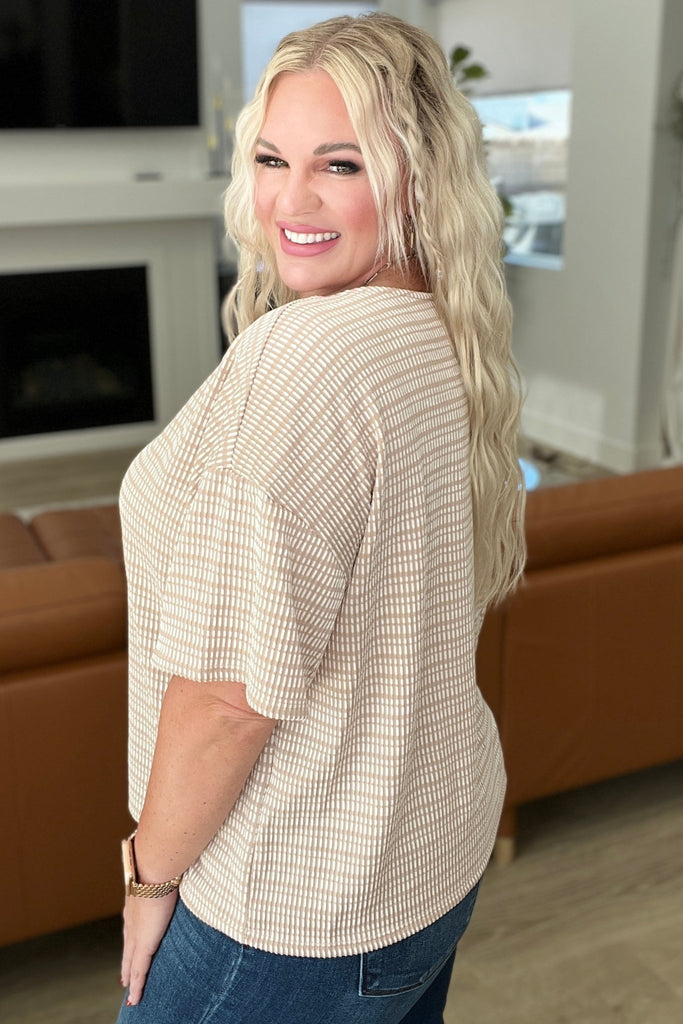 Textured Boxy Top in Taupe - The Edit LLC