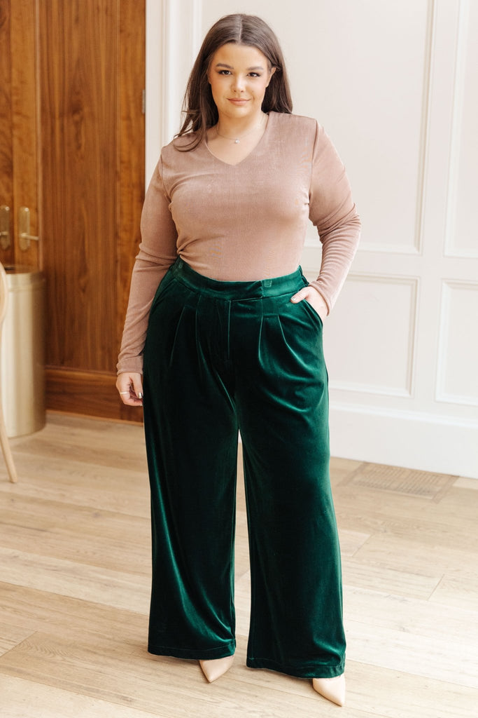 Velvet Elvis Wide Leg Velvet Pants - The Edit LLC