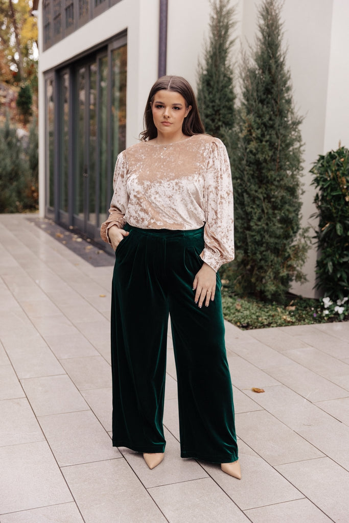 Velvet Elvis Wide Leg Velvet Pants - The Edit LLC