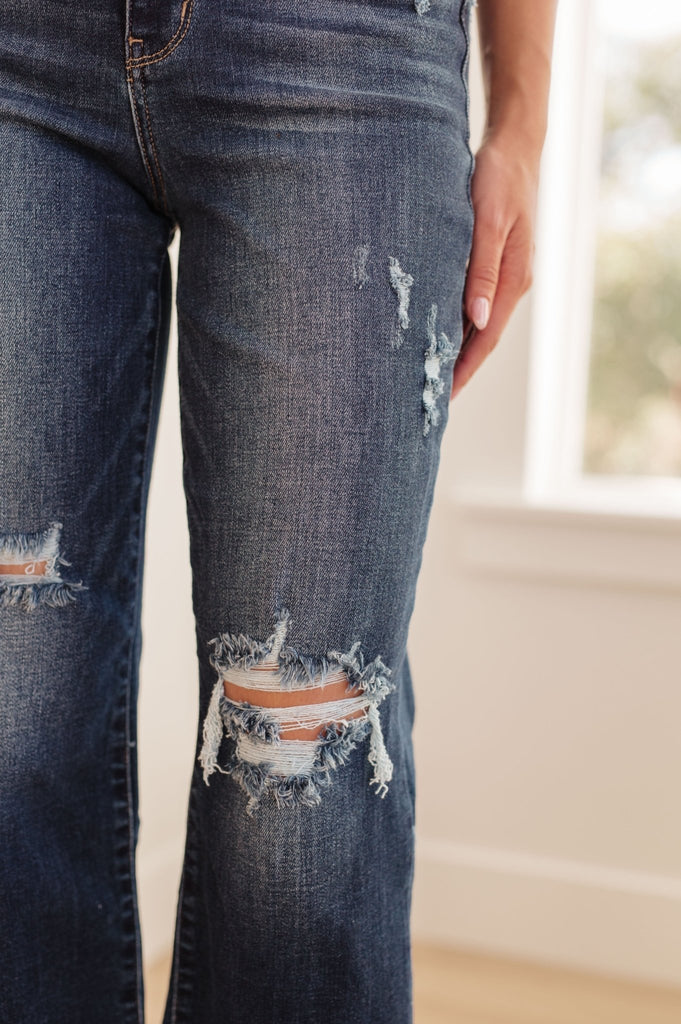 Whitney High Rise Distressed Wide Leg Crop Jeans - The Edit LLC