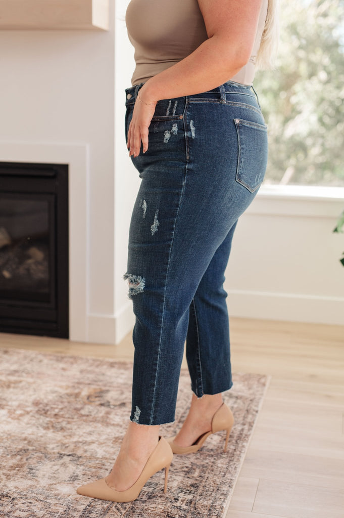 Whitney High Rise Distressed Wide Leg Crop Jeans - The Edit LLC