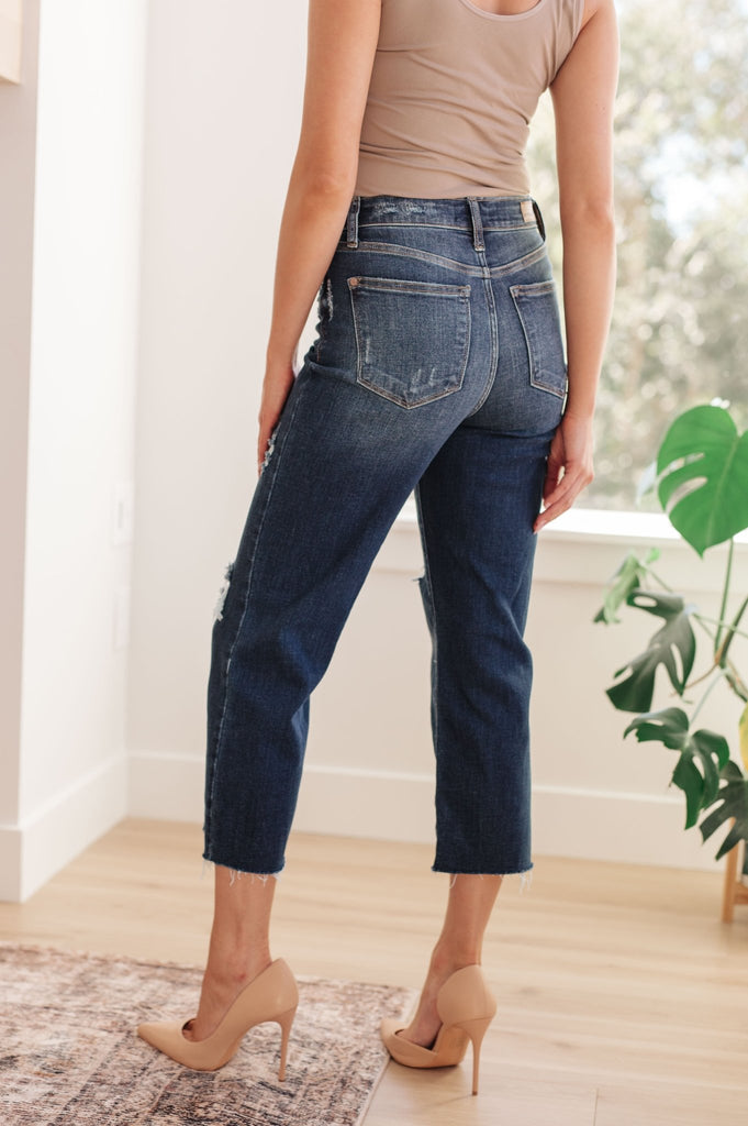 Whitney High Rise Distressed Wide Leg Crop Jeans - The Edit LLC